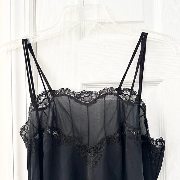 Lux Lux Designed by Hardy Amies England Designer Black Sheer Long Slip High Slit - Picture 3 of 14